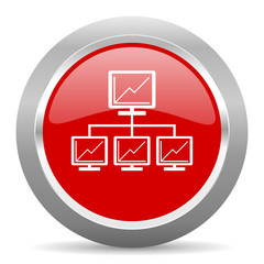 Aufkleber - network red metallic chrome web circle glossy icon