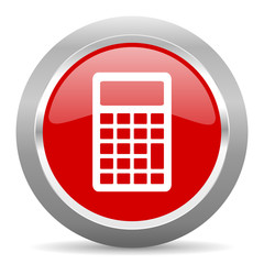 Aufkleber - calculator red metallic chrome web circle glossy icon