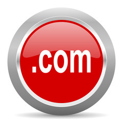 Aufkleber - com red metallic chrome web circle glossy icon