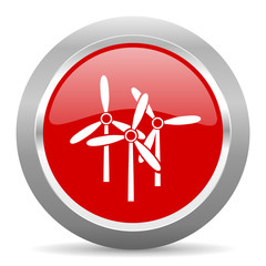 Poster - windmill red metallic chrome web circle glossy icon
