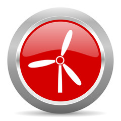Poster - windmill red metallic chrome web circle glossy icon