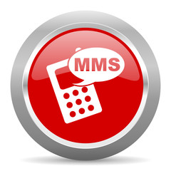 Poster - mms red metallic chrome web circle glossy icon