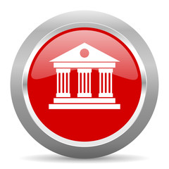 Poster - museum red metallic chrome web circle glossy icon