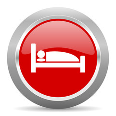 Poster - hotel red metallic chrome web circle glossy icon