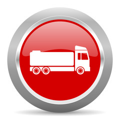 Poster - truck red metallic chrome web circle glossy icon
