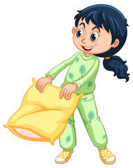 Wall Mural - Girl in green pajamas