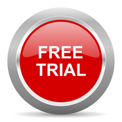 Poster - free trial red metallic chrome web circle glossy icon