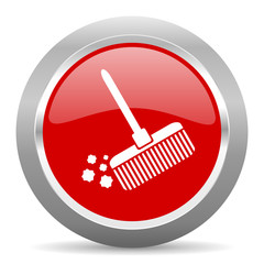 Poster - broom red metallic chrome web circle glossy icon