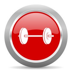 Aufkleber - fitness red metallic chrome web circle glossy icon
