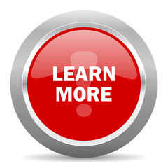 Poster - learn more red metallic chrome web circle glossy icon