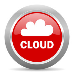 Poster - cloud red metallic chrome web circle glossy icon