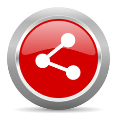 Poster - share red metallic chrome web circle glossy icon