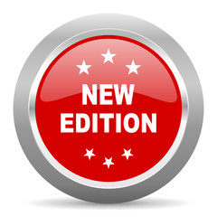Aufkleber - new edition red metallic chrome web circle glossy icon
