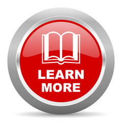 Poster - learn more red metallic chrome web circle glossy icon