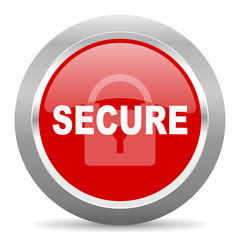 Aufkleber - secure red metallic chrome web circle glossy icon