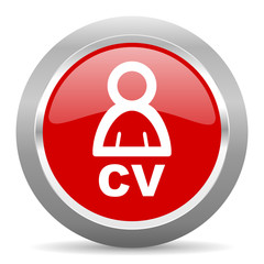 Aufkleber - cv red metallic chrome web circle glossy icon