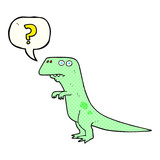 Fototapeta Dinusie - comic book speech bubble cartoon confused dinosaur