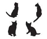 Fototapeta Koty - Set of cats Silhouettes isolated on a white background.