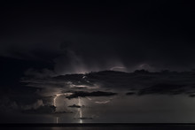Lightning Strike Over The Sea
