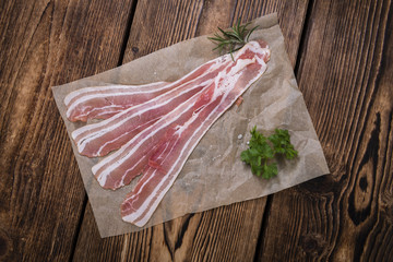 Canvas Print - Raw Bacon (close-up shot)