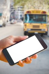 Poster - Composite image of hand holding smartphone