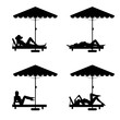 deckchair and umbrella with woman on it illustration