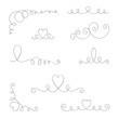 Set of hand drawing borders and lines with hearts. Vector.
