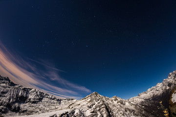 Wall Mural - the starry sky above the alps, 180 degree fisheye view