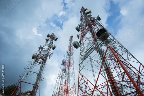 Fotografie, Tablou .Telecommunication mast TV antennas