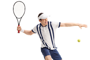 Poster - Young tennis player hitting a return