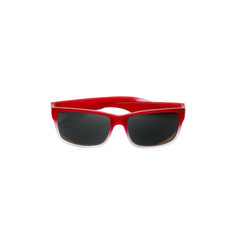 Red sun glasses on white background