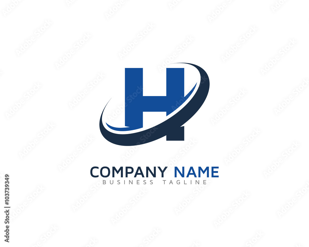 Letter H Swoosh Ring Logo Design Template Stock Vector | Adobe Stock