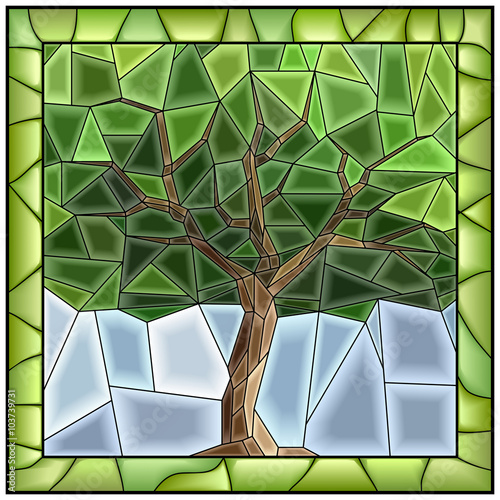 Fototapeta na wymiar Vector green illustration of tree.