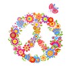 Peace flower symbol with colorful funny flowers