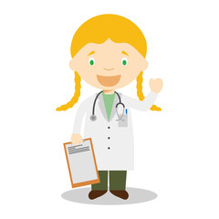 Wall Mural - Cute cartoon vector illustration of a female doctor