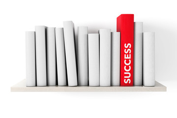 Poster - Red Success Book on a shelf with another blank books