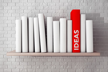 Poster - Red Ideas Book on a shelf with another blank books