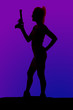 © Poulsons Photography - silhouette of a woman in heels and a dress with gun stand side
