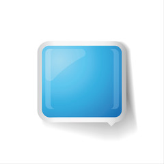 Poster - Blue glossy square 3d plastic speech bubble vector