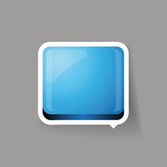Poster - Blue glossy square 3d plastic speech bubble vector