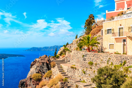 Nowoczesny obraz na płótnie view from terrace Santorini