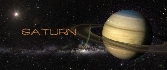 Wall Mural - planet saturn in outer space.