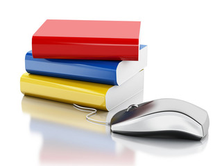 Poster - 3d Computer mouse and books.