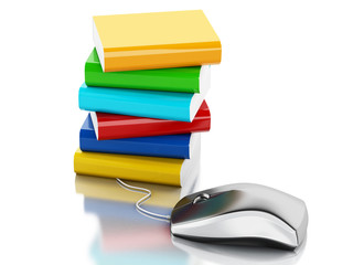 Poster - 3d Computer mouse and books.