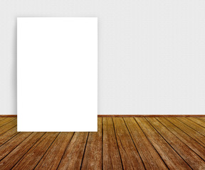 Poster - Blank white poster leaning on clean wall, mock up for product