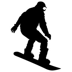 Black silhouettes  snowboarders on white background. Vector illu