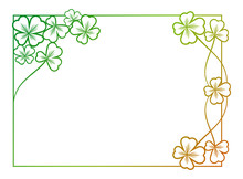 Floral Frame With Gradient Fill. Raster Clip Art Outline Drawing.