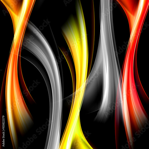 Naklejka dekoracyjna White and Orange Waves Abstract Design