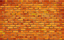Orange Brick Wall - Illustration, 
Shades Of Orange Brick Wall Vector, 
Seamless Realistic Light And Dark Orange Colour Brick Wall, 
Abstract Vector Illustration
