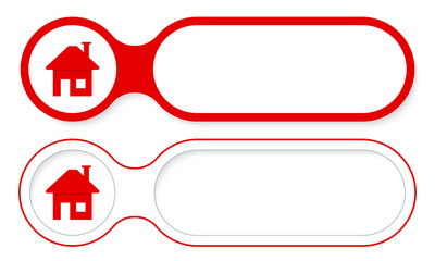 Leinwandbilder - Two abstract buttons for your text and home symbol